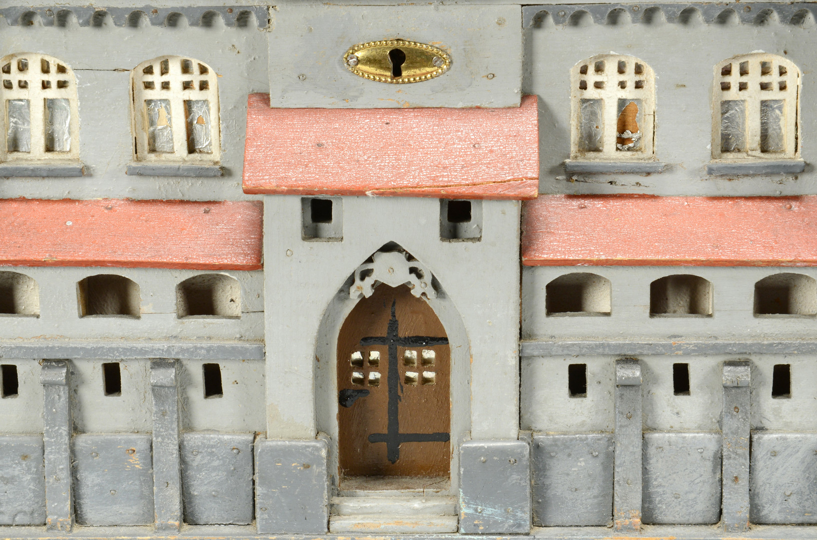 Lot 312: Folk Art Castle Jewelry Box