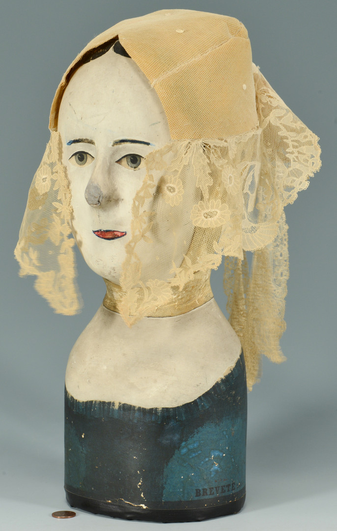 Lot 313: 19th Cent. French Papier Mache Wig Stand