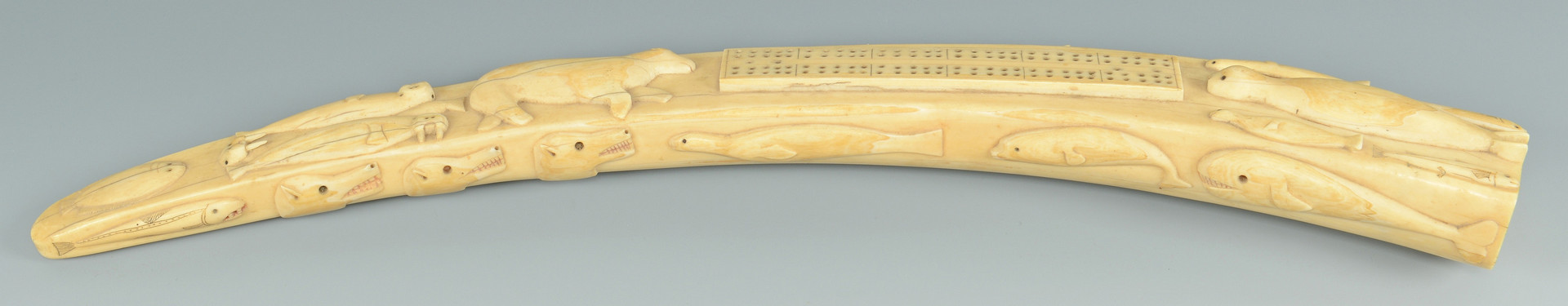 Lot 319: Early Inuit Carved Cribbage Board, Walrus
