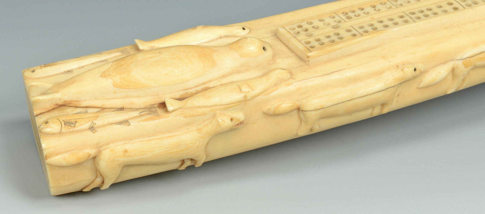 Lot 319: Early Inuit Carved Cribbage Board, Walrus
