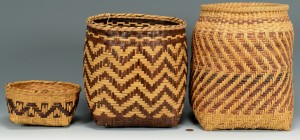 Lot 341: 3 Cherokee Rivercane Baskets