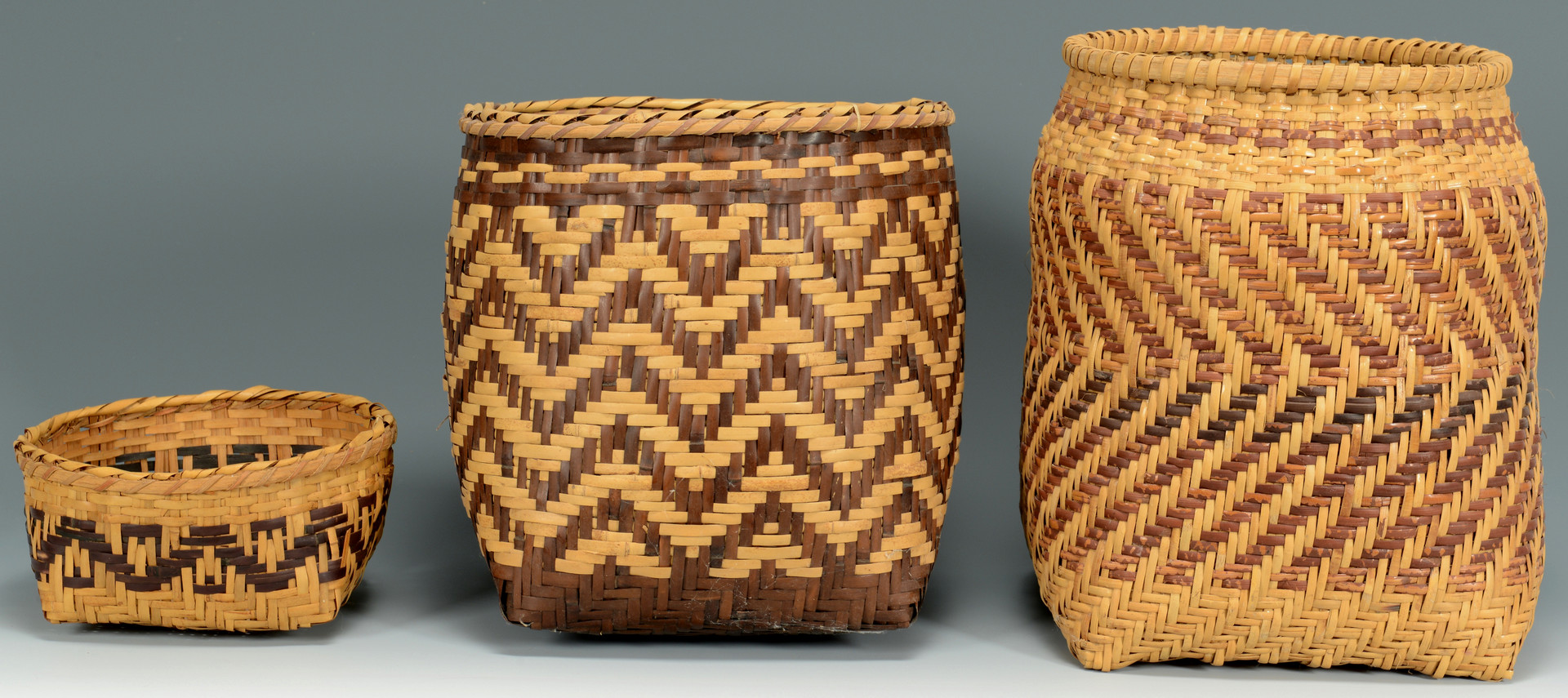 Lot 341: 3 Cherokee Rivercane Baskets