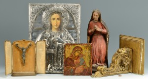 Lot 378: Santos, Crucifix & Icons, 5 items