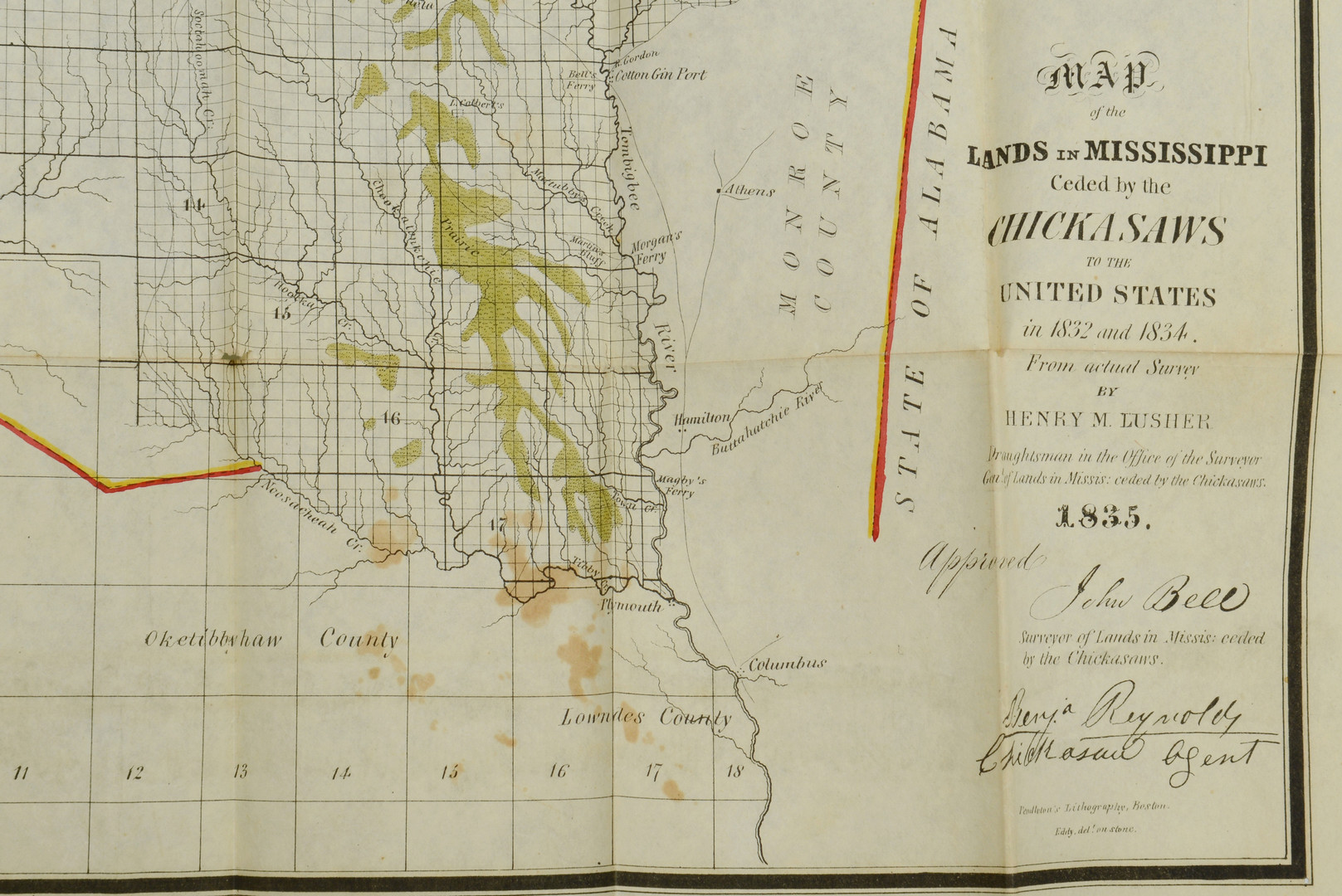 Lot 39: 1835 Mississippi Map, Indian Lands