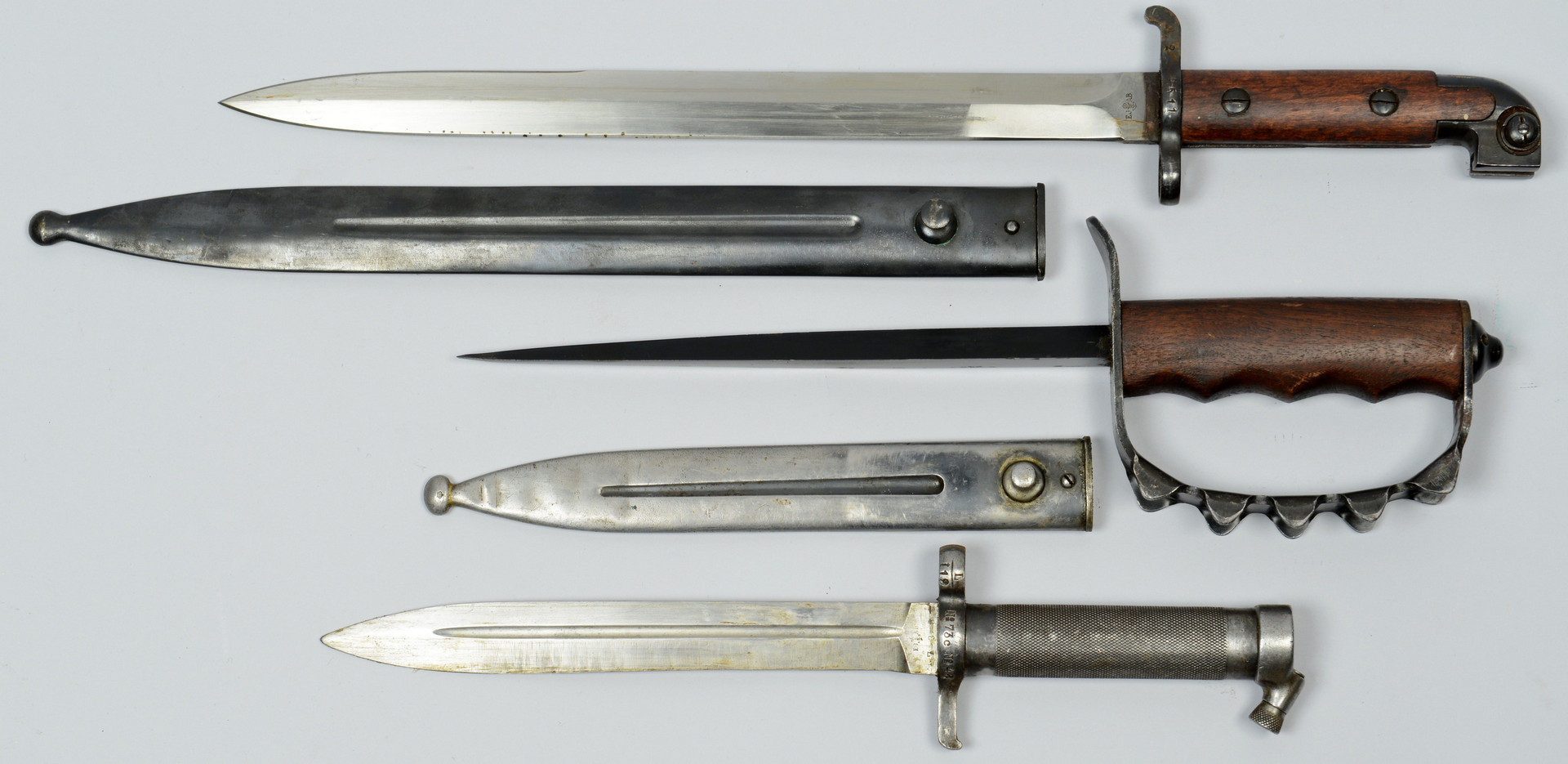Lot 407: WWI Assorted Bayonets & Trench Knife