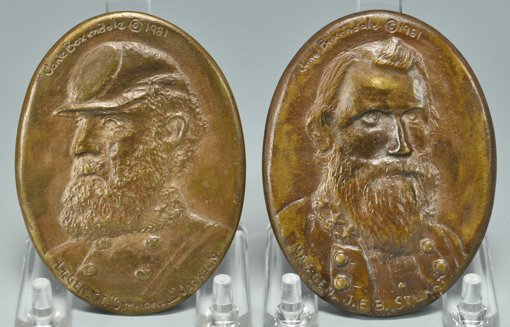 Lot 433: Bronze Death Mask and 3 CSA medallions