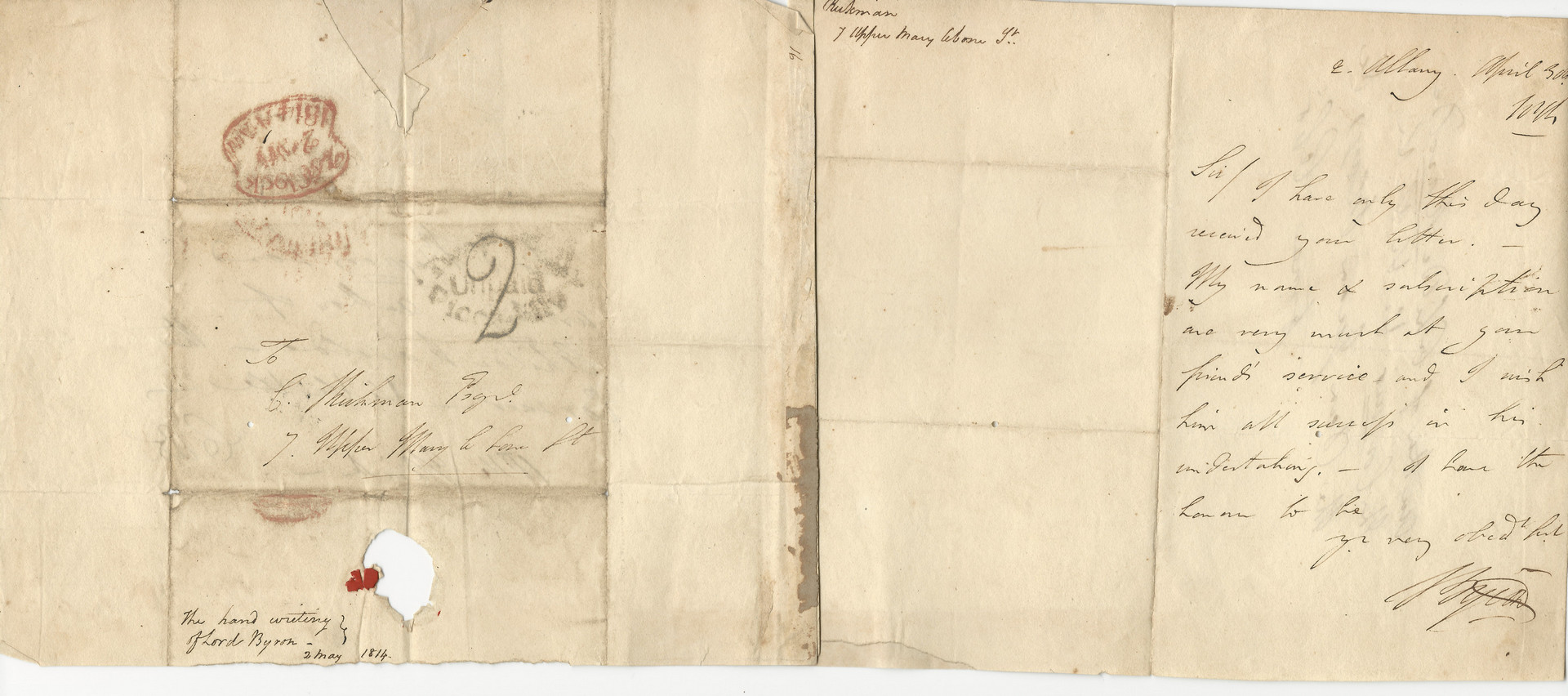 Lot 437: Lord Byron signed letters archive