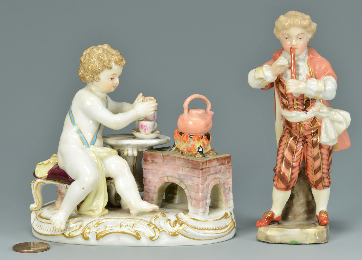 Lot 446: 2 Meissen Figures: Tea and Music