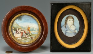 Lot 468: 2 Miniatures, Young Girl & Signed Landscape