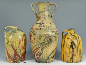 Lot 567: 3 Southern Paint Swirl Pottery Jars