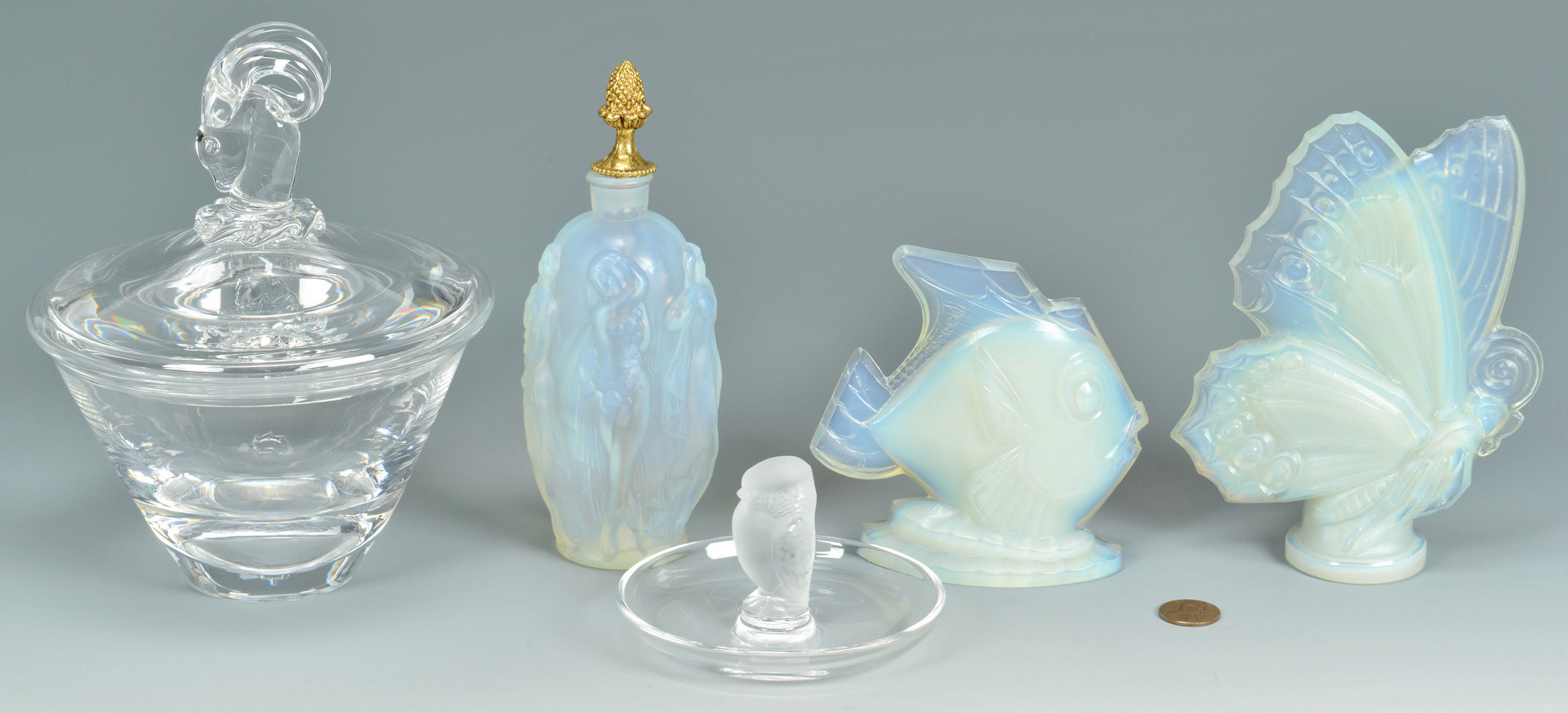 Lot 581: Sabino, Lalique and Steuben Glass, 5 pcs