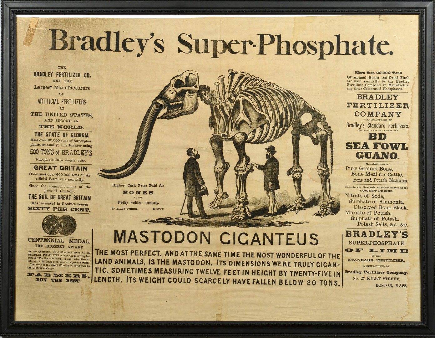 Lot 592: Bradley's Mastodon Advertisement on Cloth
