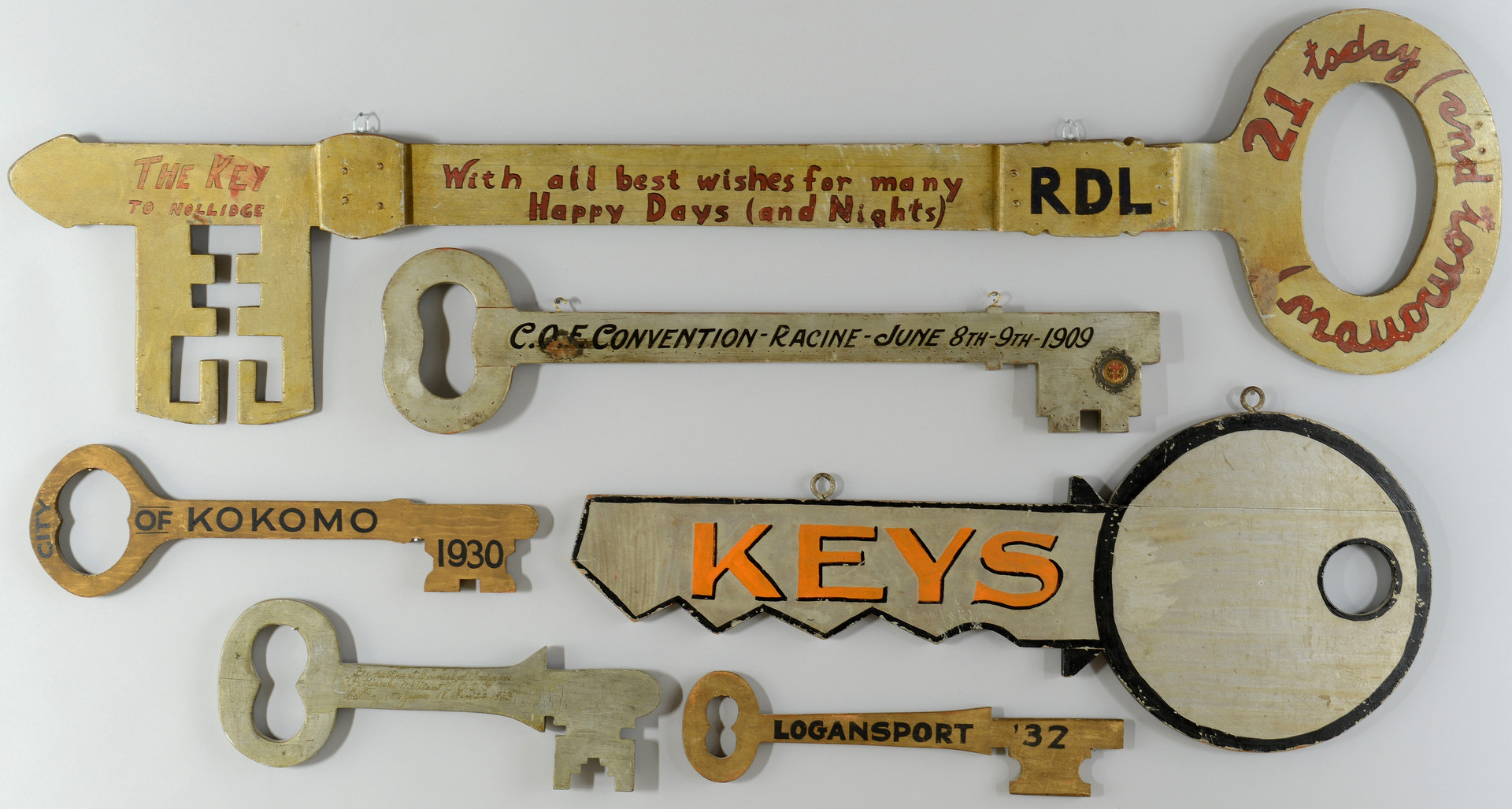 Lot 602: 6 Painted Wooden Key Signs