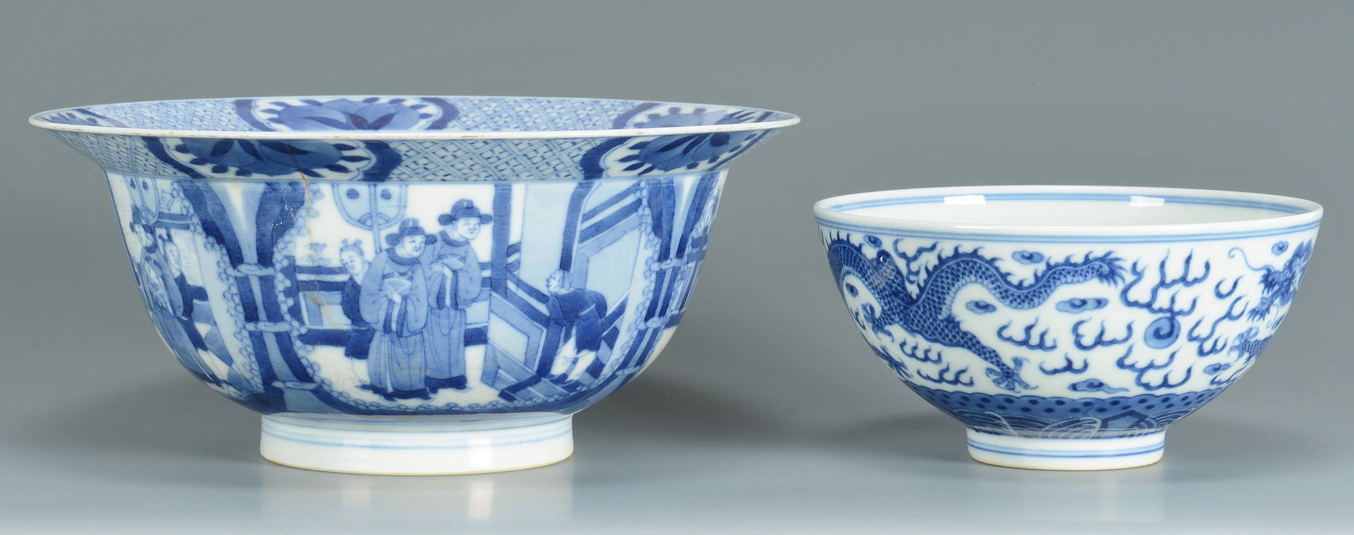 Lot 668: 2 Chinese Blue & White Porcelain Bowls