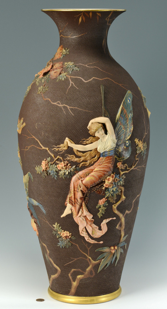 Lot 697: Large Mettlach Vase w/ Relief Decoration