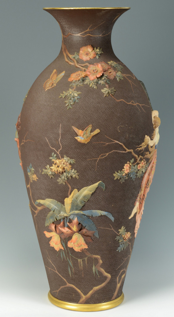 Lot 697: Large Mettlach Vase w/ Relief Decoration