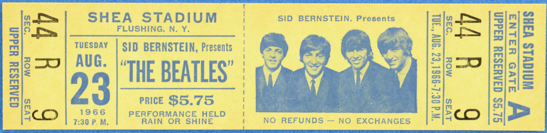 Lot 734: 1966 Beatles Shea Stadium Concert Ticket