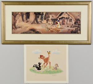 Lot 746: Snow White Cel and Bambi Print