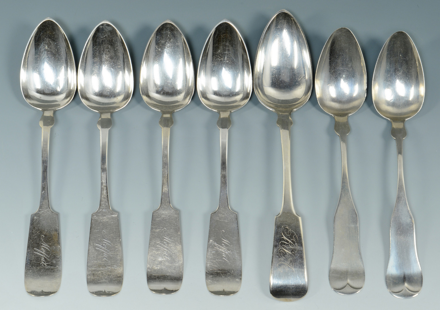 Lot 789: NY Silver spoons and ladles, 9 pcs
