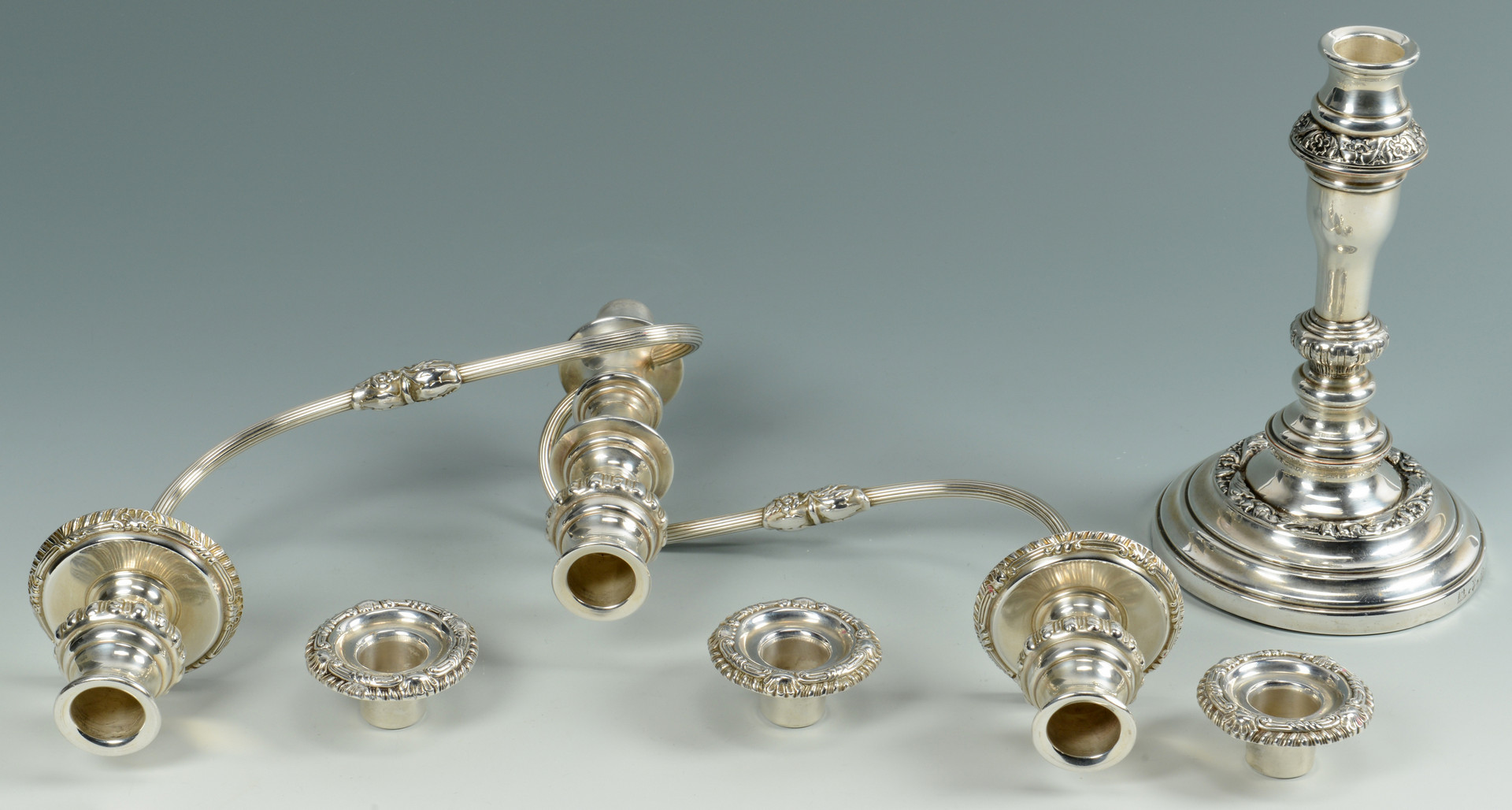 Lot 803: Pair Silverplated Candelabra