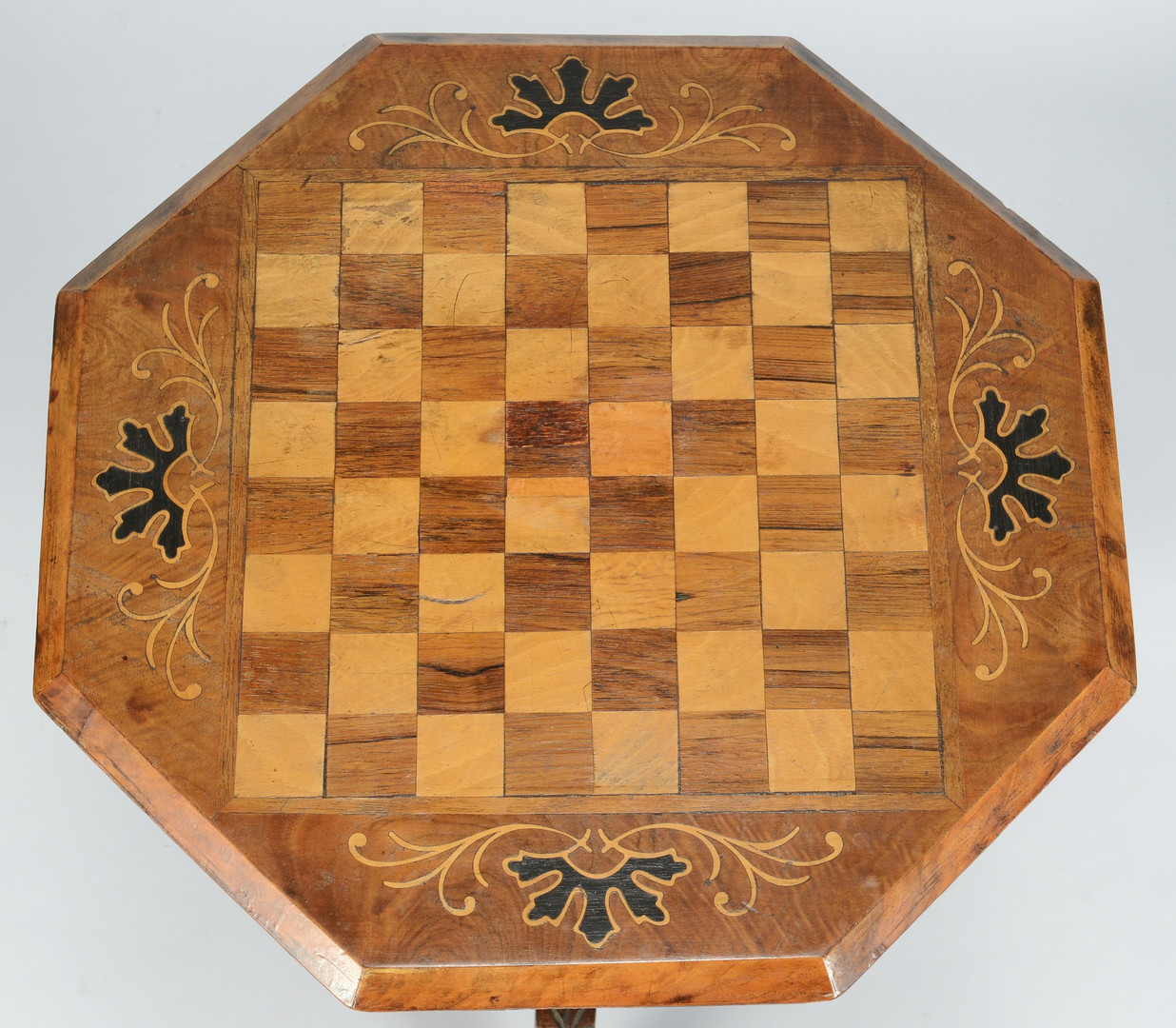 Lot 829: Inlaid Sewing and Game Stand
