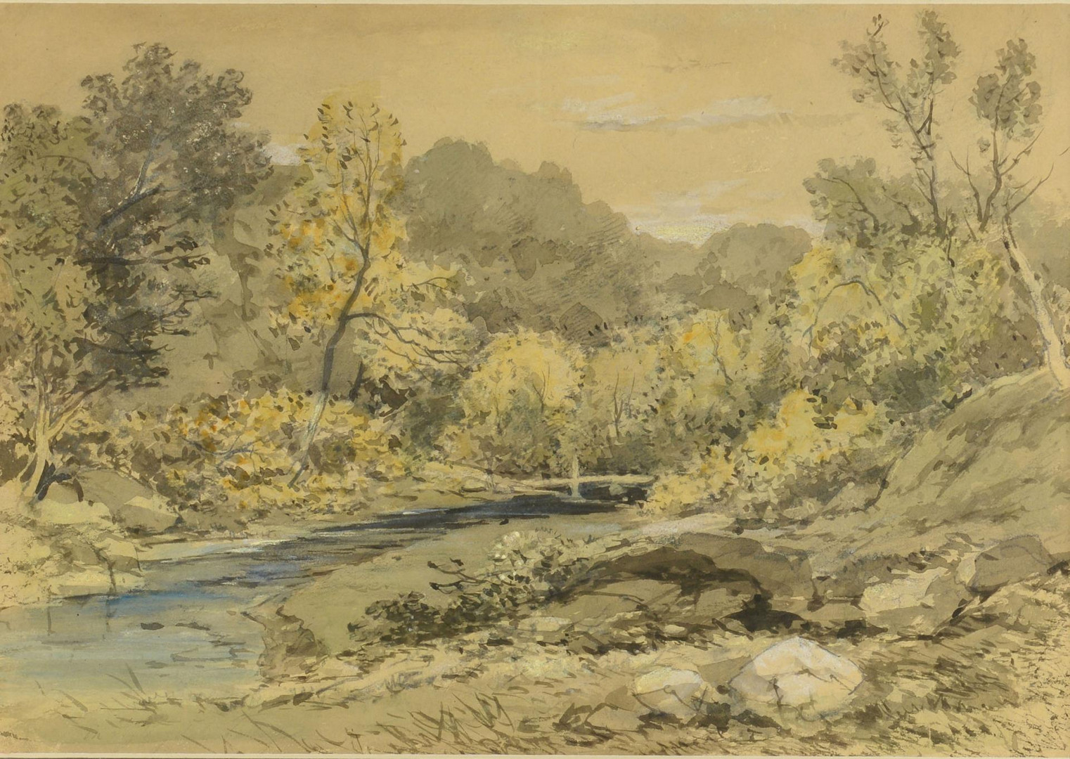 Lot 856: American school watercolor landscape