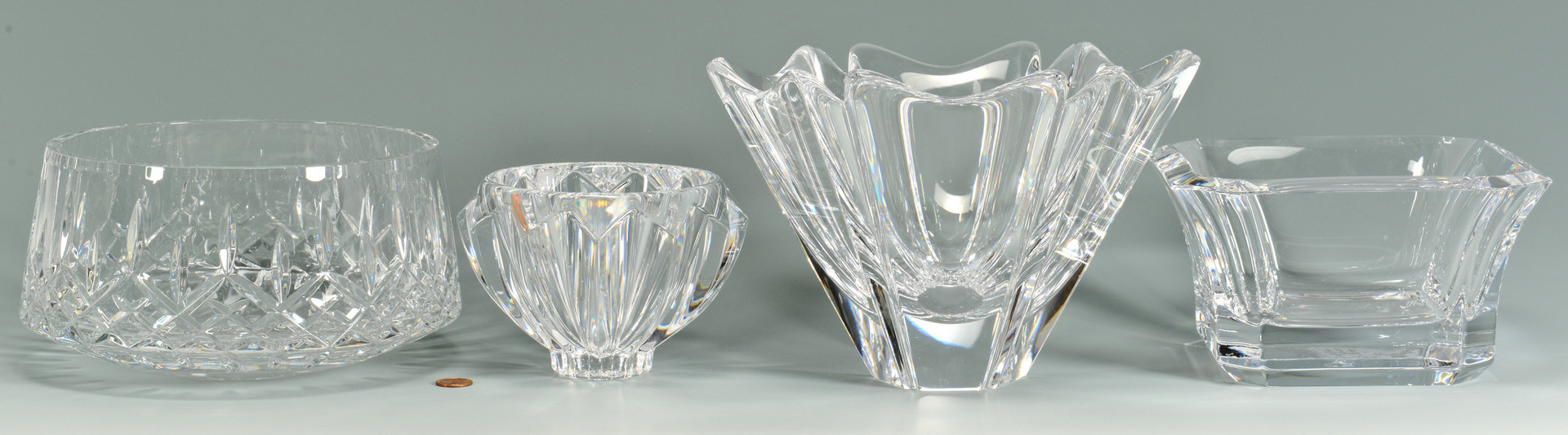 Lot 878: Grouping of 4 Crystal Bowls, 3 Orrefors
