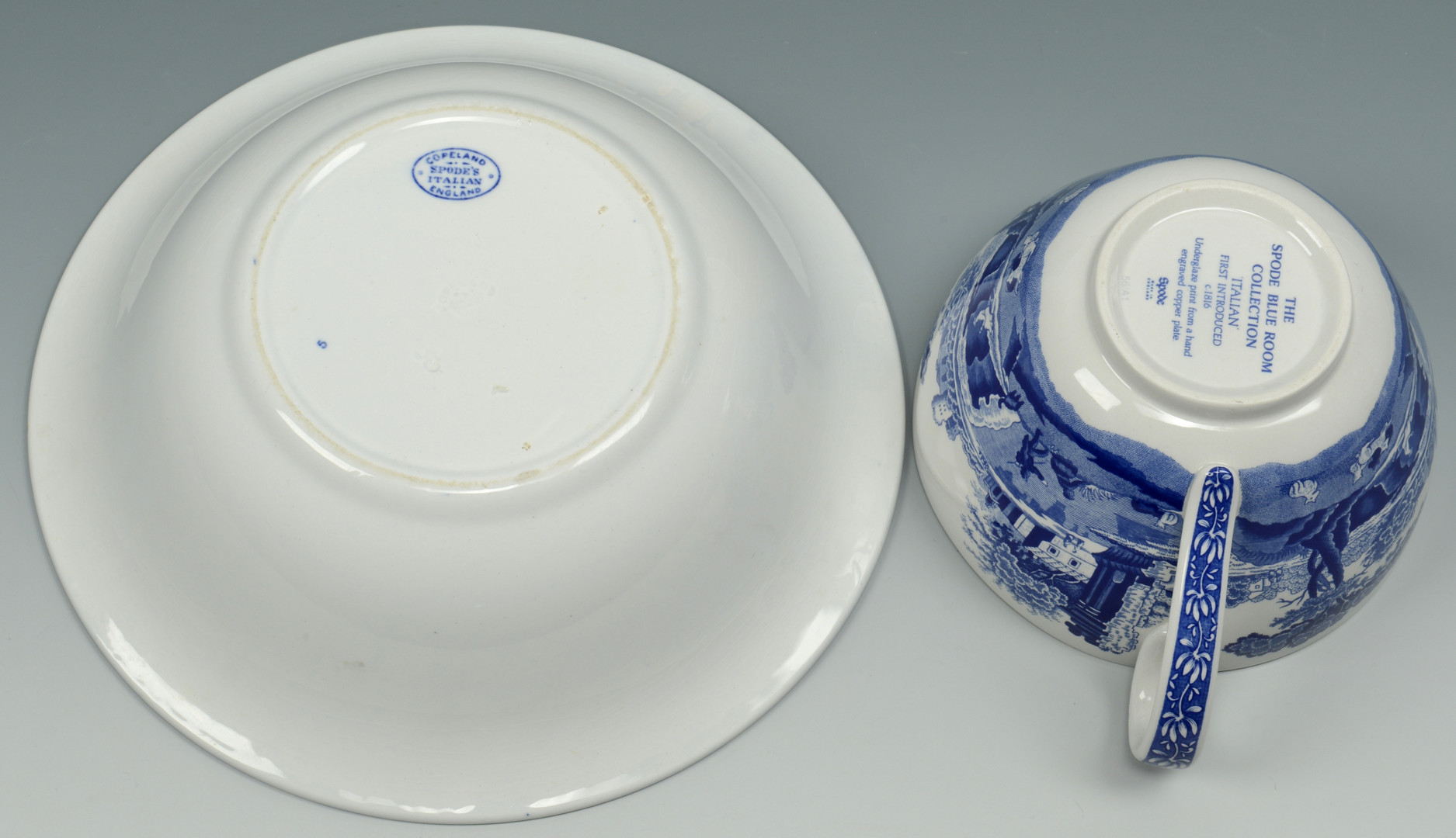 Lot 884: Spode Blue Italian Porcelain, 14 pcs.