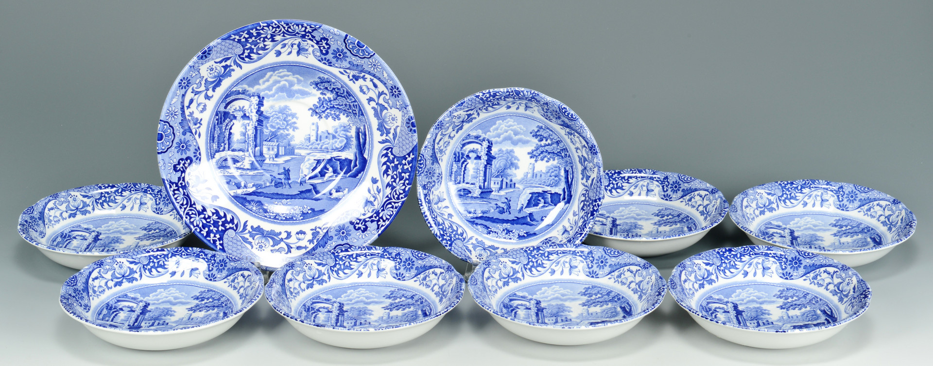 Lot 884: Spode Blue Italian Porcelain, 14 pcs.