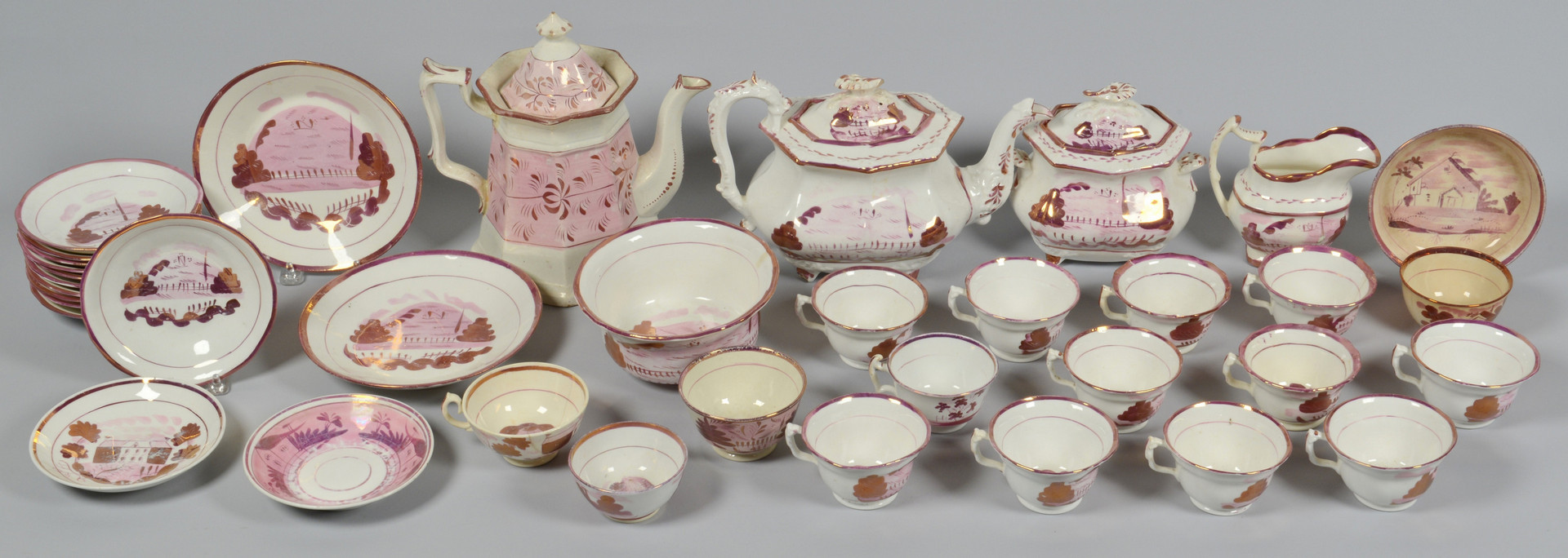Lot 888: Assembled Grouping of Pink Lustre, 37 pcs.