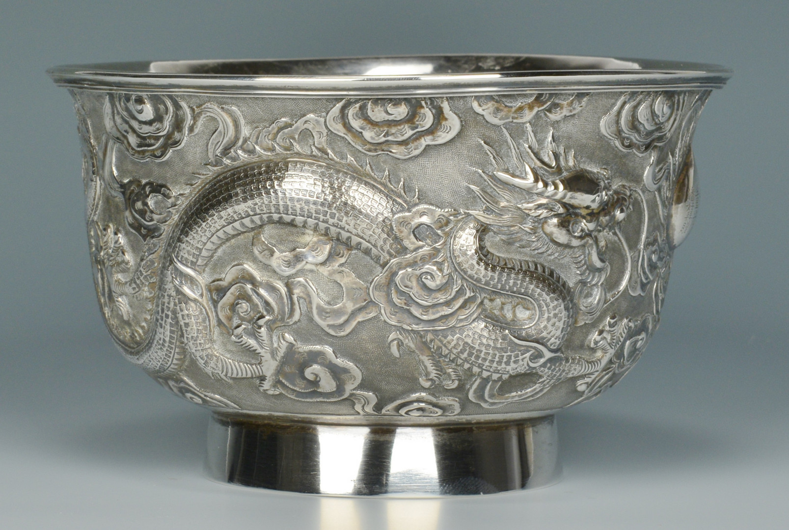 Lot 8: Chinese Export Silver Bowl w/ Dragon Design
