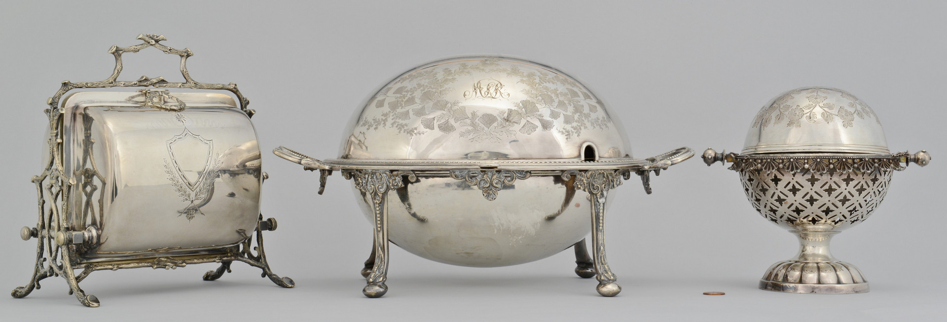 Lot 923: Biscuit Box, Bacon Server, Butter Dome