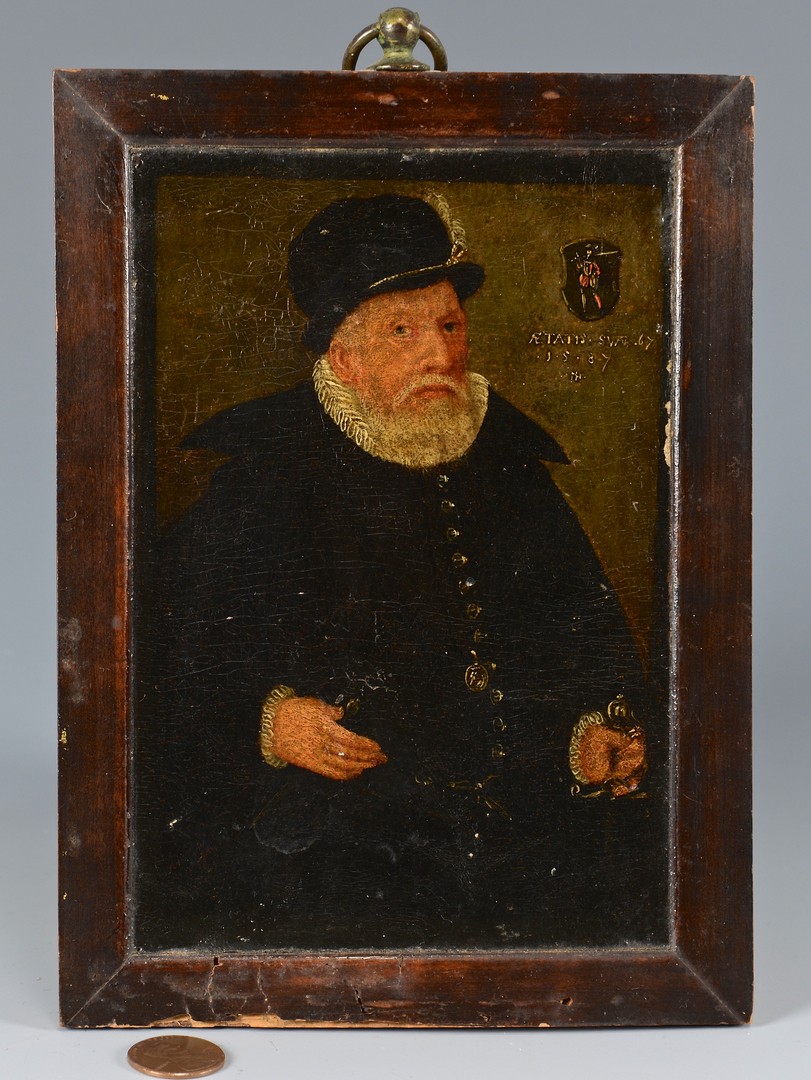 Lot 109: O/B portrait of man dated 1587