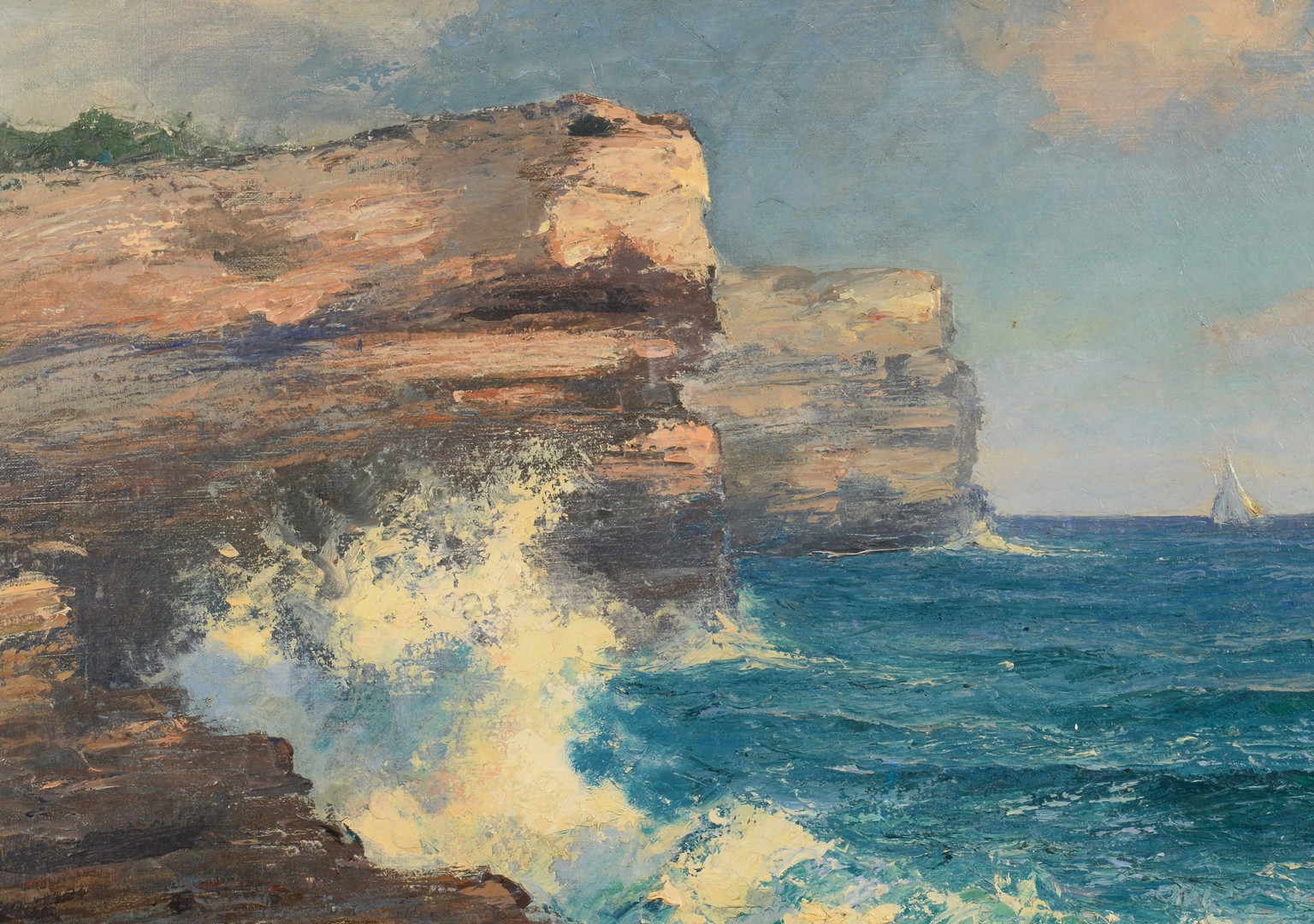 Lot 120: A.E. Backus oil on canvas seascape, 25 x 30