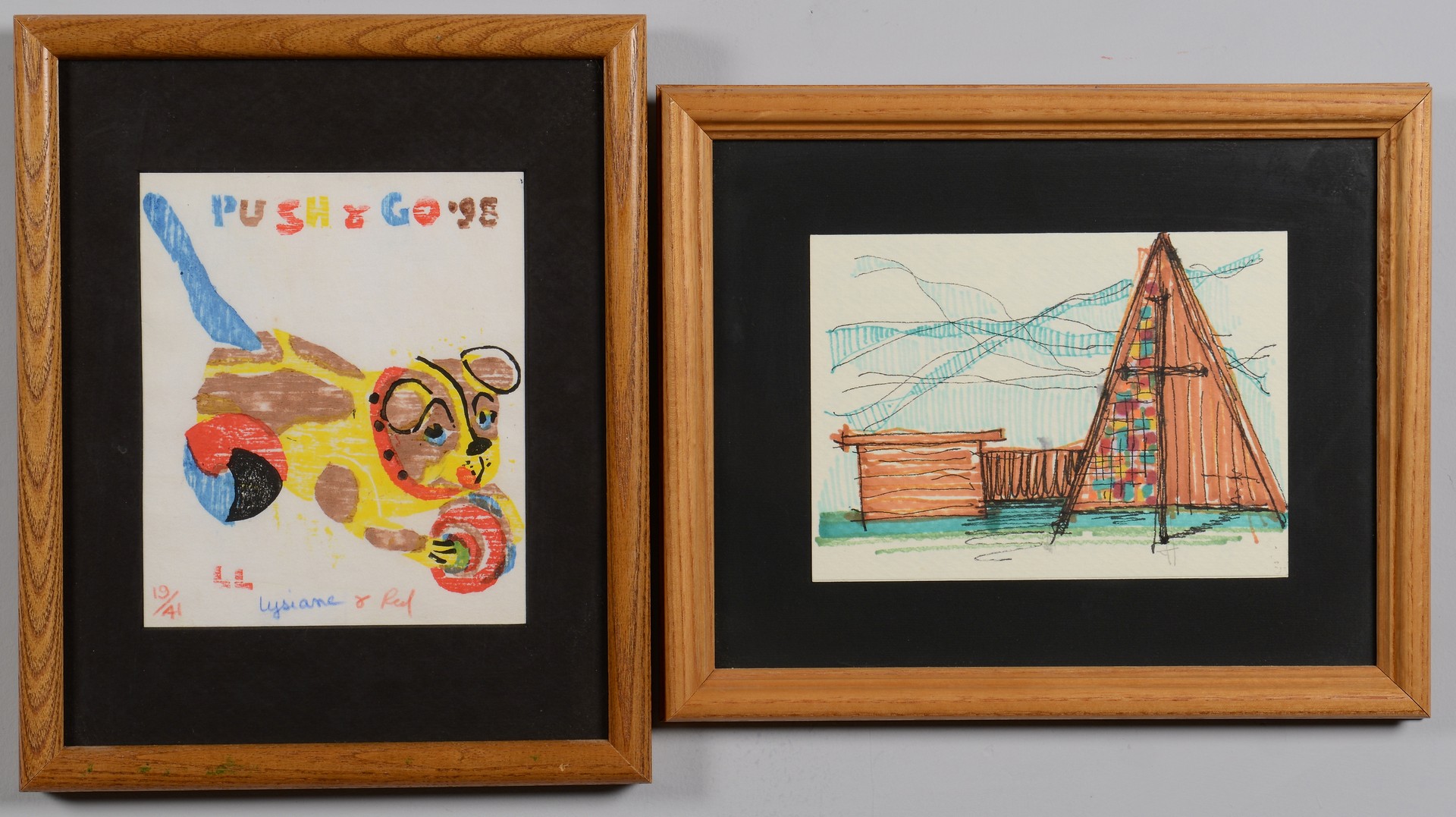 Lot 137: Red Grooms Study for Carousel & Redsville, plus 2 other artworks