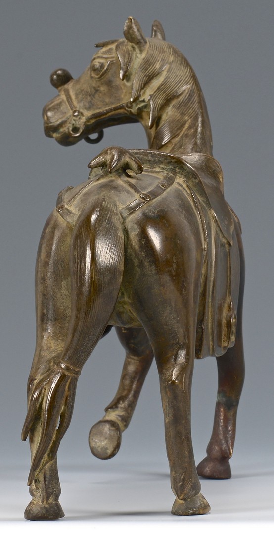 Lot 13: Chinese Bronze Horse w/ Rider, 2 pcs.