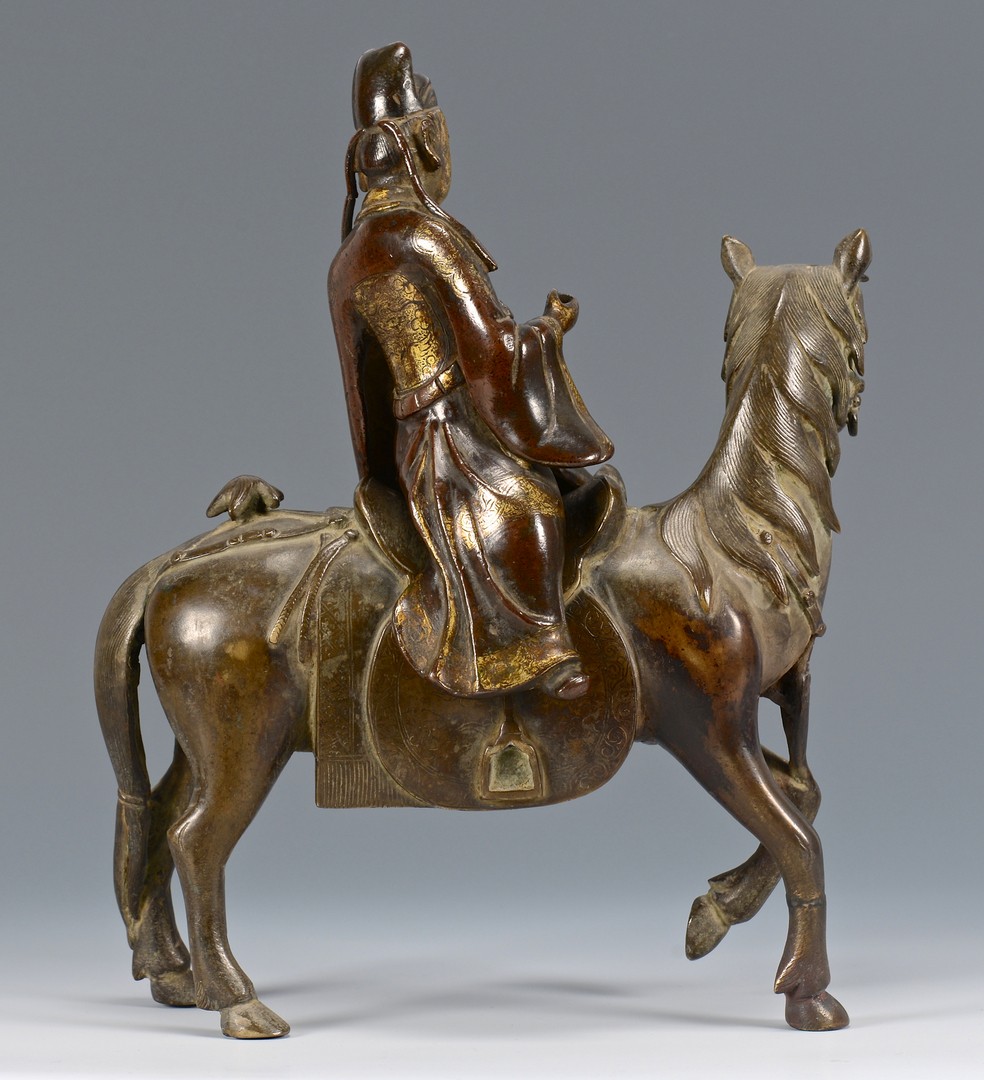 Lot 13: Chinese Bronze Horse w/ Rider, 2 pcs.