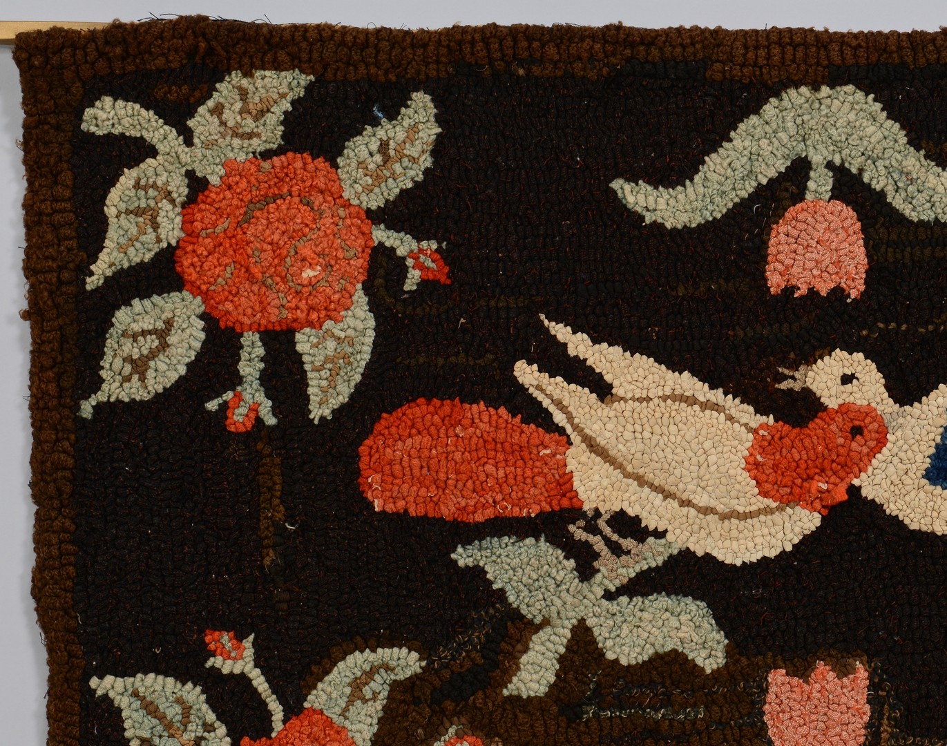 Lot 155: 2 Folk Art Textile Items, Hooked Rug & Sampler