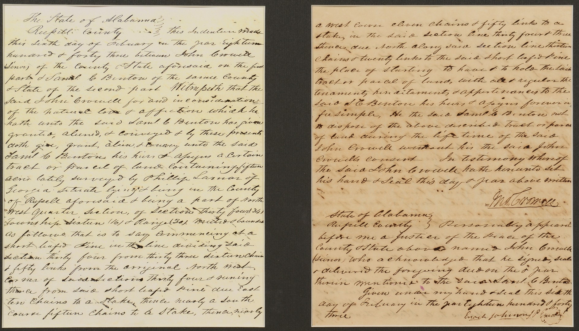 Lot 207: Framed Letter Col. John Crowell & Girard Engraving