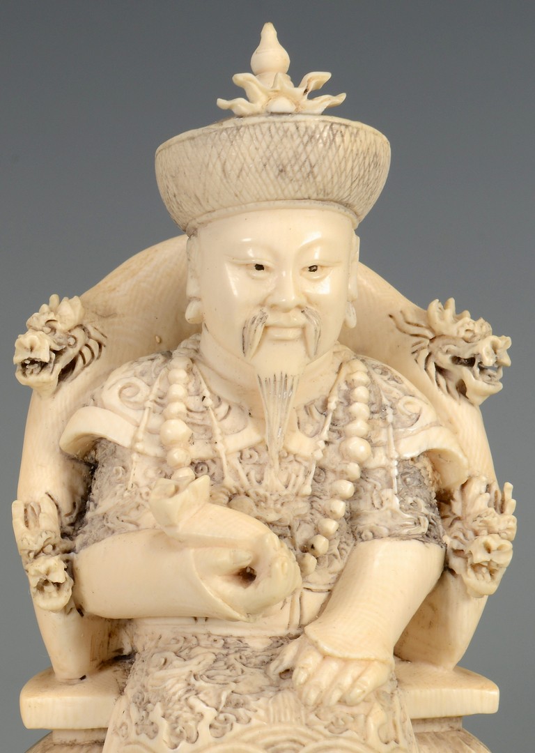 Lot 21: Pr. Chinese Carved Ivory Figures, Emperor & Empress
