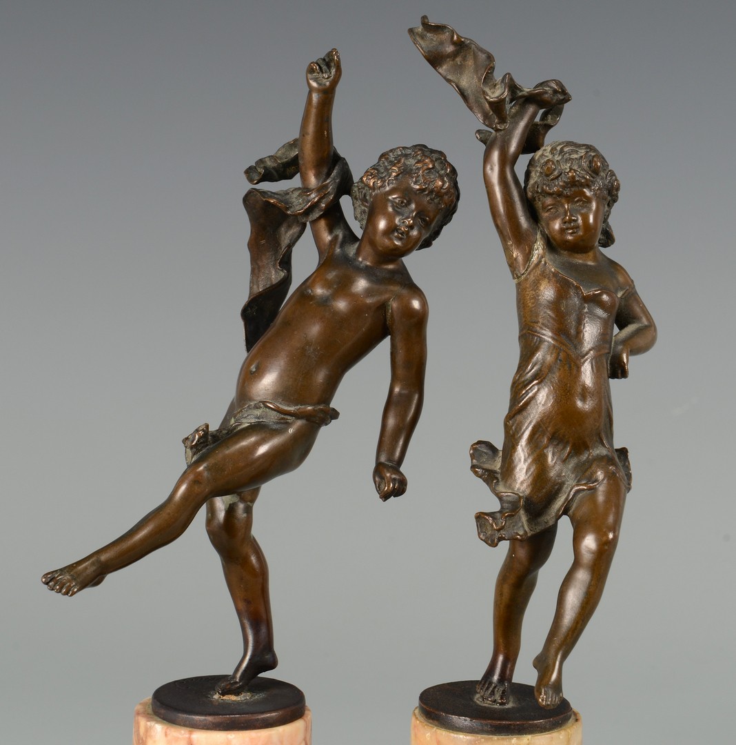 Lot 220: 2 F. Iffland Bronzes of Children plus marble stand
