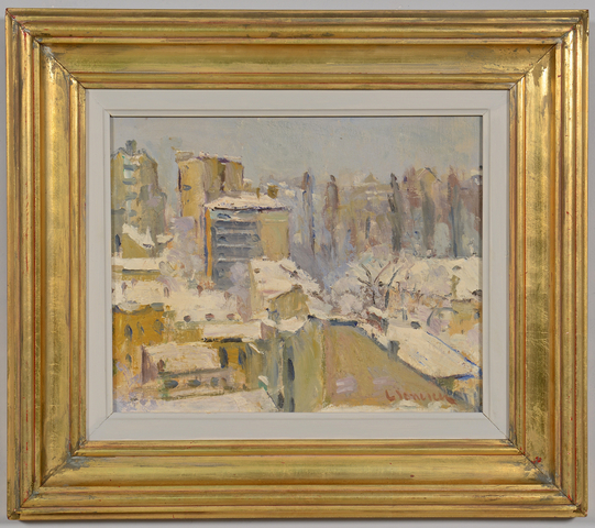 Lot 229: Attrib. G. Ionescu o/b winter landscape