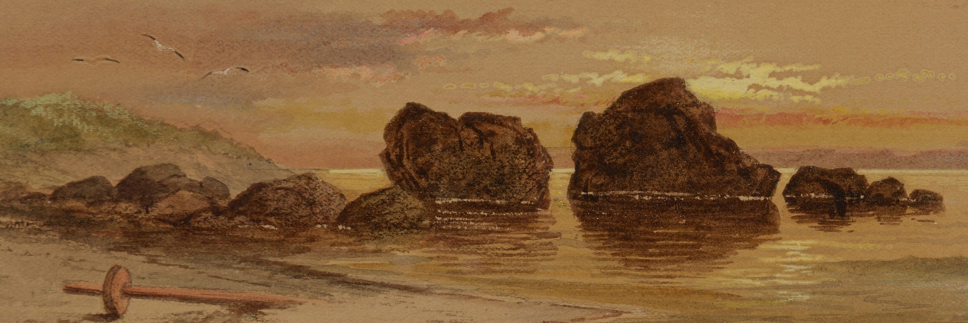 Lot 236: Pair J. Augustus Beck watercolors, coastal views