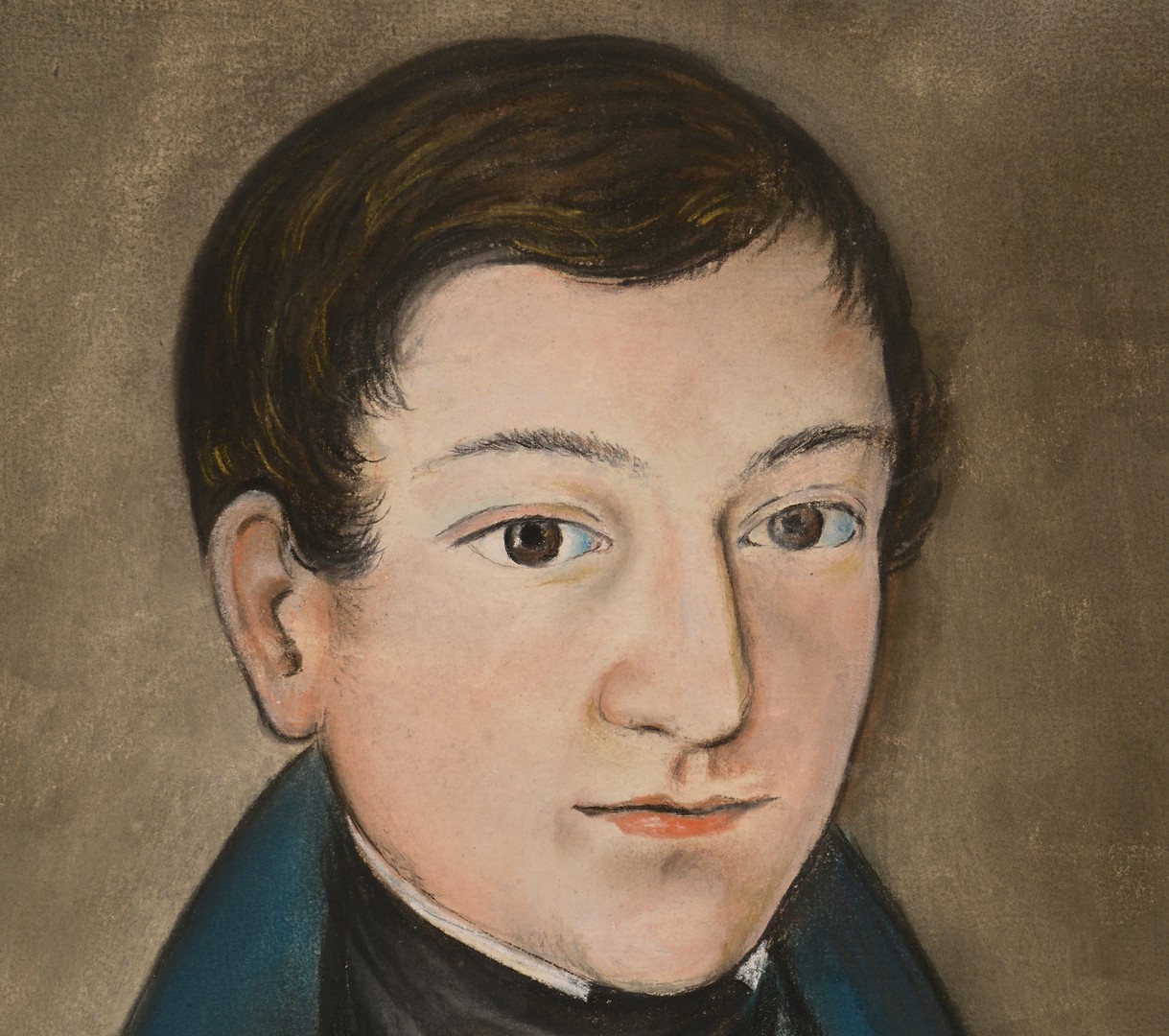 Lot 242: Folk Art Pastel Portrait of a Man