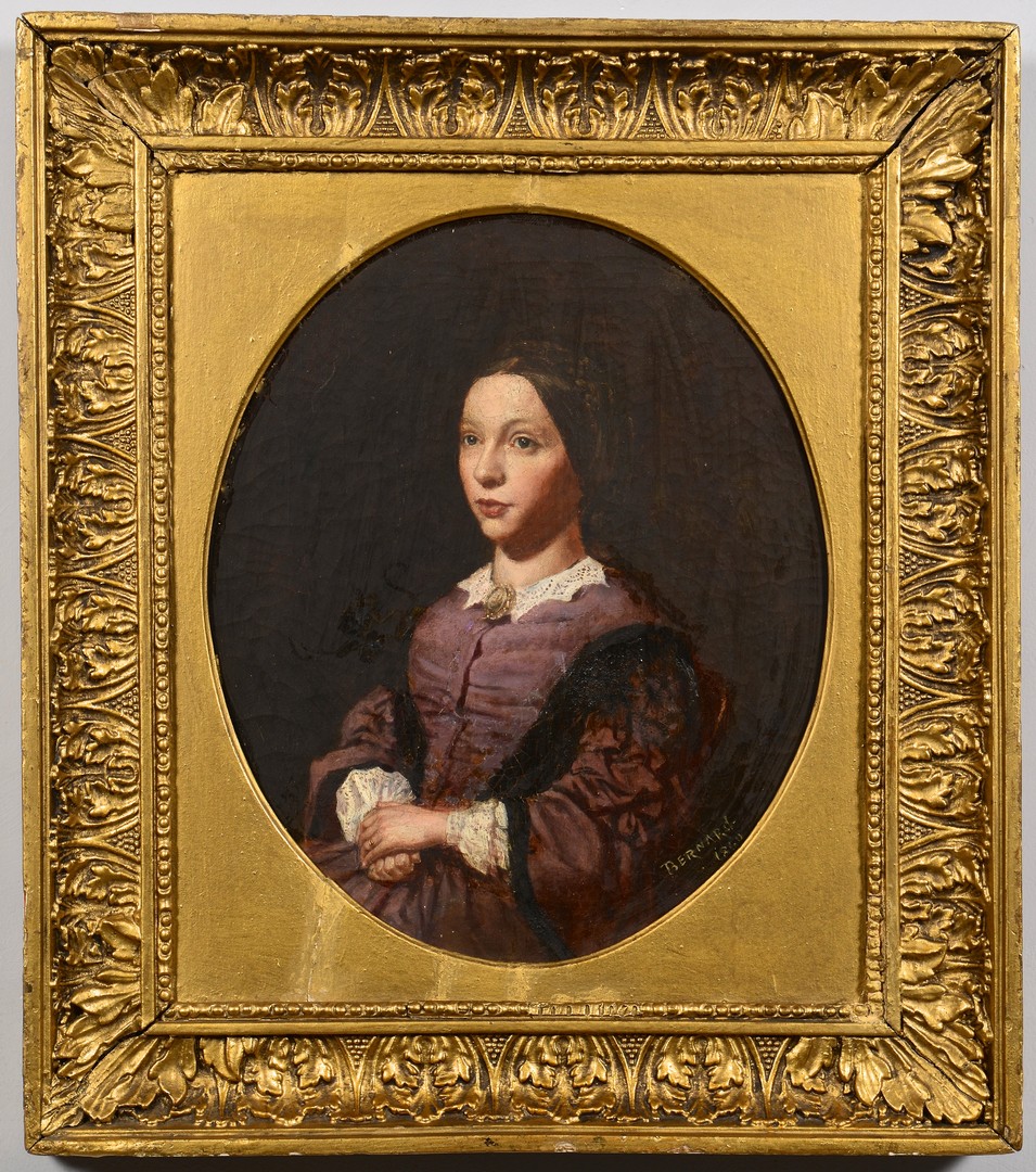 Lot 252: F. Bernard, Oil Portrait Young Woman