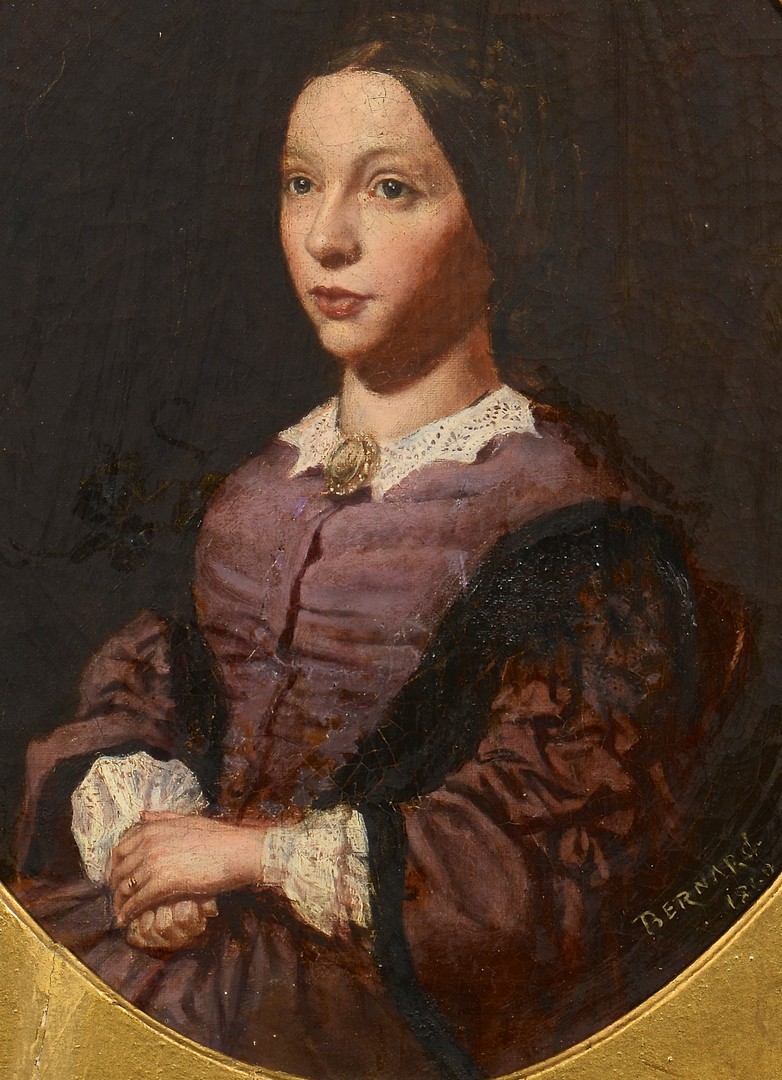Lot 252: F. Bernard, Oil Portrait Young Woman