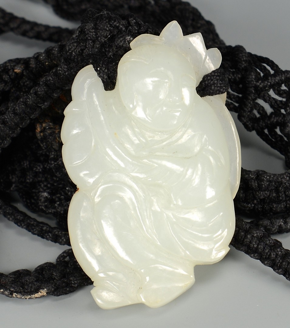 Lot 25: White Jade Buddha Pendant