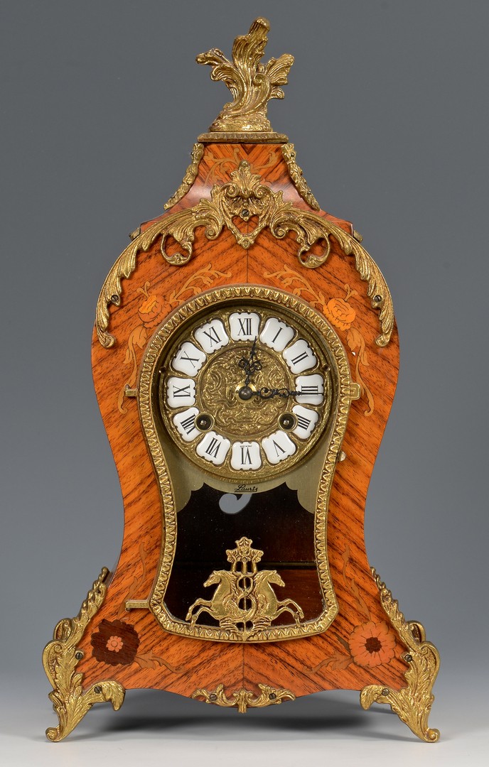 Lot 261: Italian Marquetry Clock & Shelf