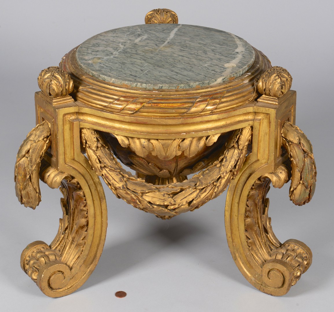 Lot 266: French Empire Giltwood and marble pedestal