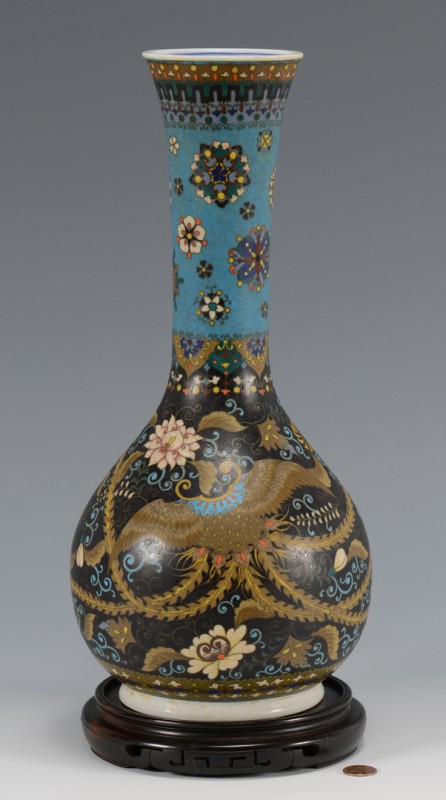 Lot 26: Chinese Porcelain Vase w/ Inlaid Enamel